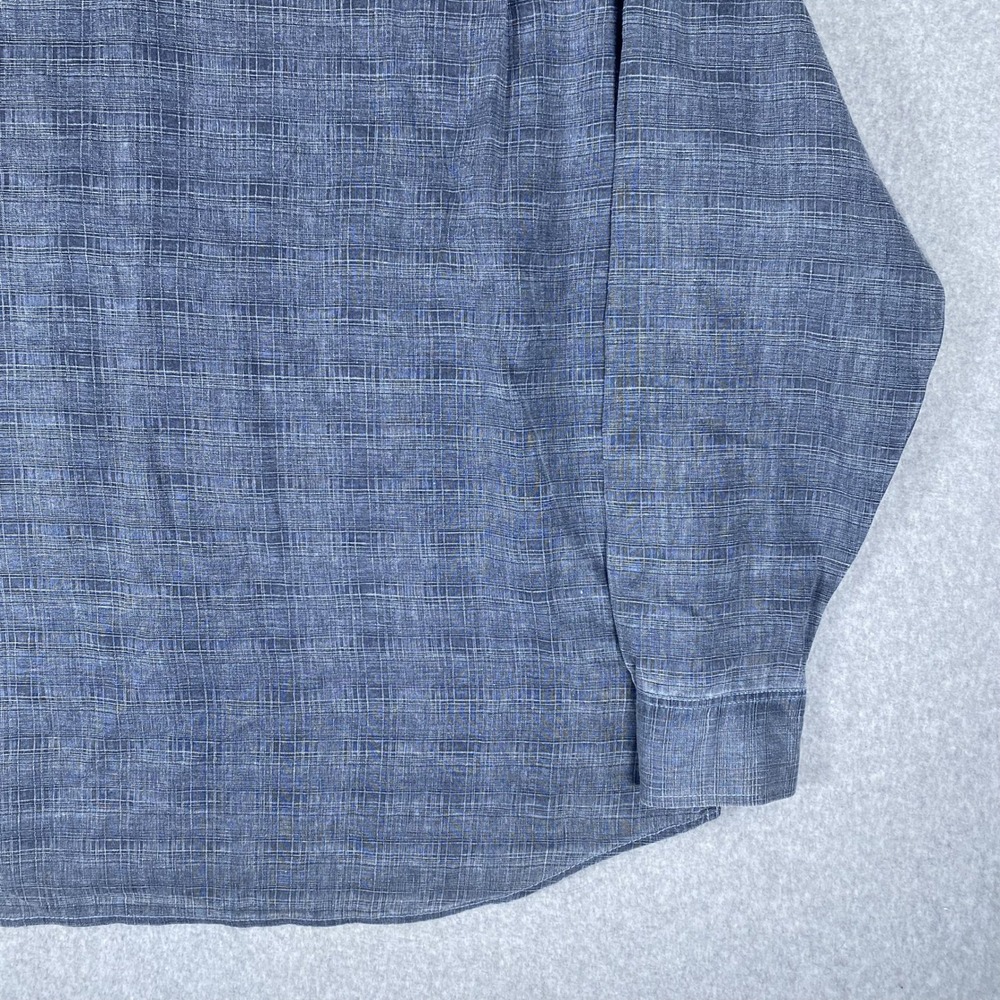 Tommy Bahama Button Down Shirt Mens XXL Blue Linen Cotton Slub Long Sleeve - Picture 10 of 16